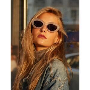 Tiwi Cannet 700 50/21-145 Rubber Ice Frame Blue Lens Cat Eye Sunglasses w/ Pouch